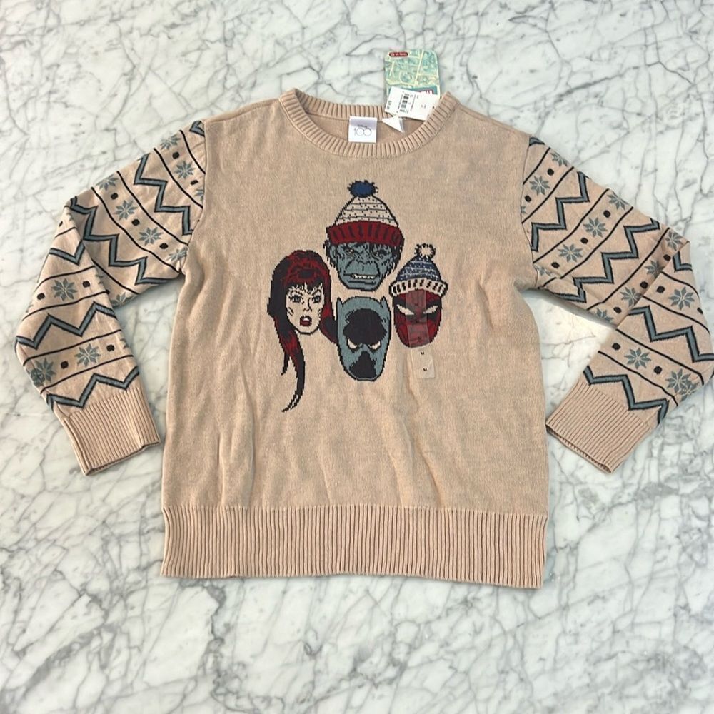 Marvel Spiderman Hulk Ugly Christmas Sweater Kids Boys Size Youth M NWT